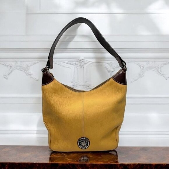 Dooney & Bourke Large Shoulder Hobo Bag In Yellow Pebble Leather H2 681917 - Picture 1 of 16